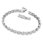 Una Angelic Tennis bracelet Round cut, Pavé, Small, White, Rhodium plated